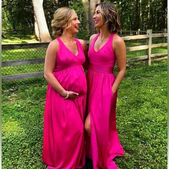 *RARE/SOLD-OUT* VW360214 Vera Wang V Neck Halter Gown + Sash Size 0 in Begonia - Picture 9 of 9